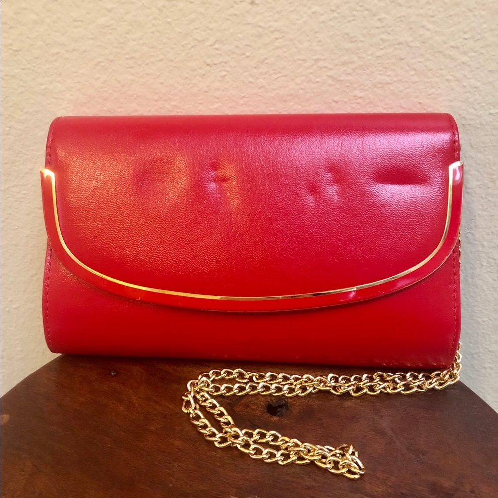 Red Purse with Gold Chain